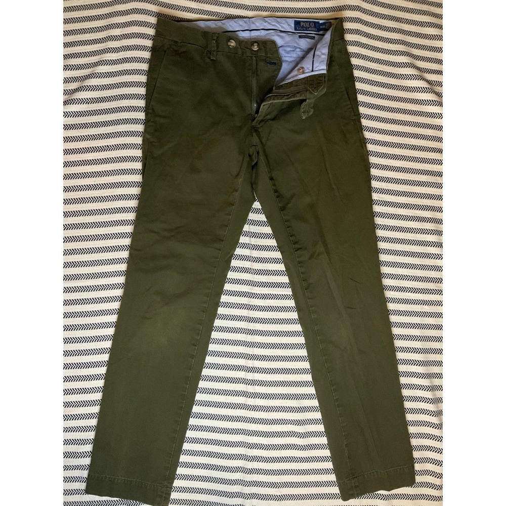 Polo Ralph Lauren Chino Pants Olive Green Slim Fit Size 28 30 - Picture 7 of 7